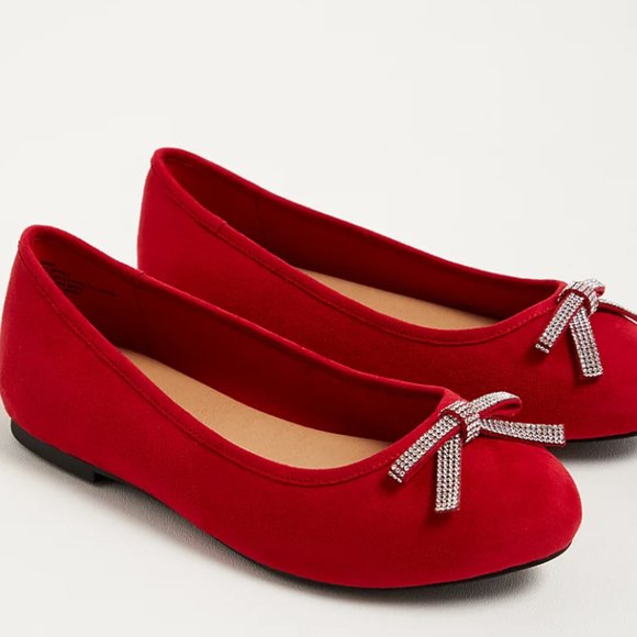 red ballet flats wide width